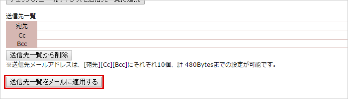 送信メールへの適用